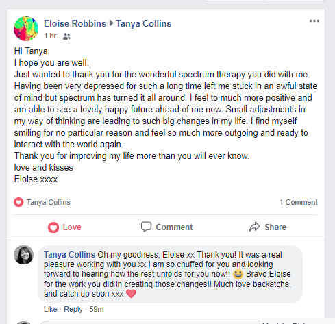 Eloise Robbins testimonial - post to TC timeline - 17-8-2018